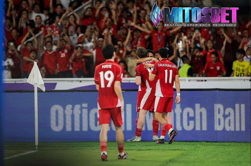 Pemain Timnas Indonesia merayakan gol ke gawang Bahrain pada laga Kualifikasi Piala Dunia 2026 (c) Bagaskara Lazuardi